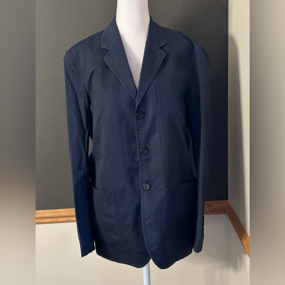Marni Women’s Navy Blue 100% Cotton Blazer Jacket Size 46 US 10